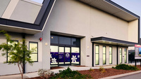 a building with a door and windows