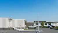 Artist’s impression of the Albany Health Campus Expansion viewed looking west from the main car park.