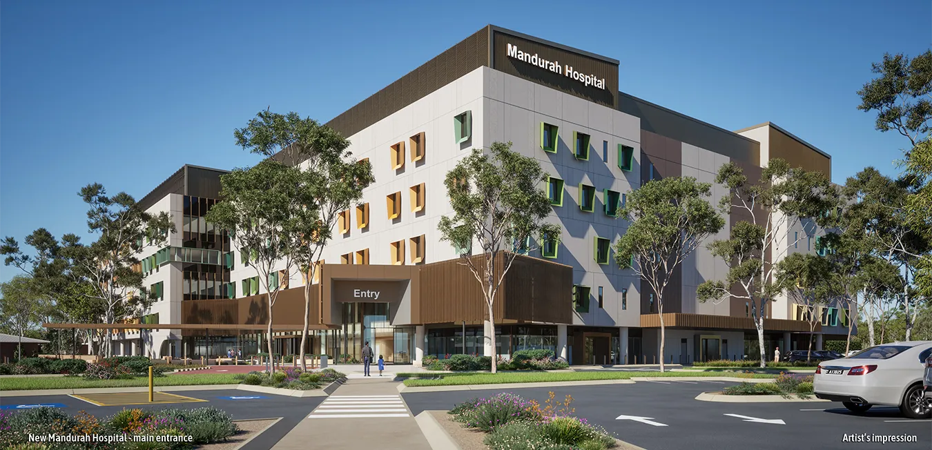 a building with trees around it