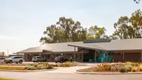 New Paraburdoo Hospital. Artist’s impression of the front entrance with car park. 