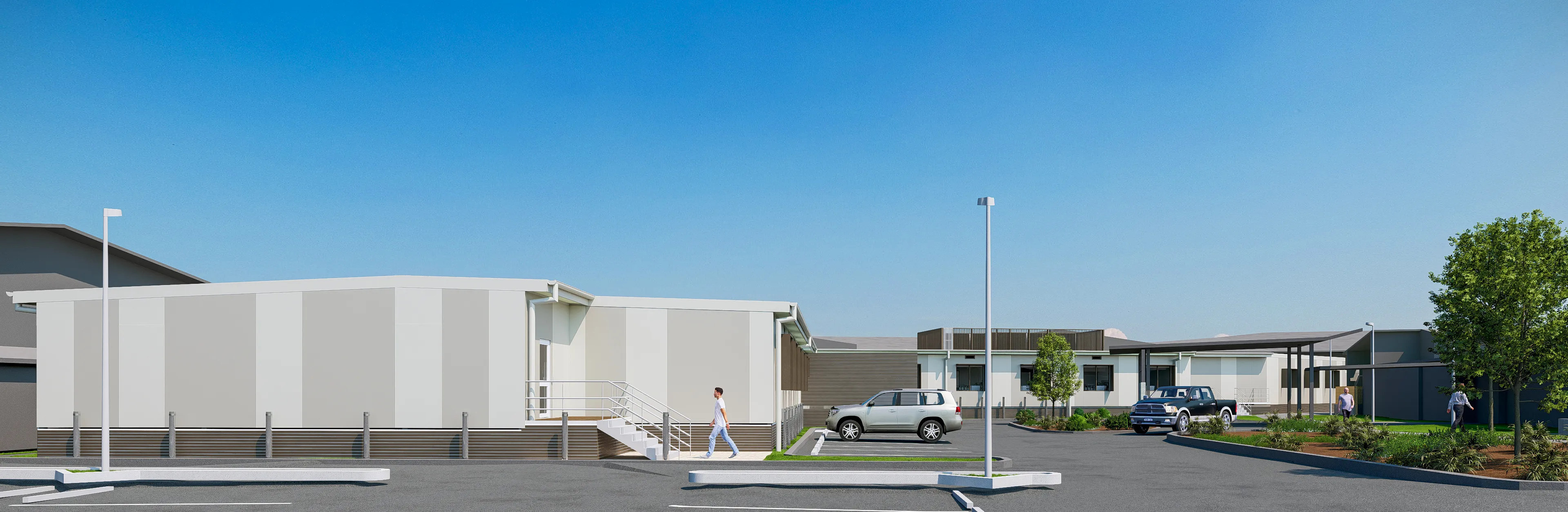 Albany Health Campus Expansion. Artist’s impression. Looking west from main car park.
