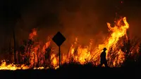 a fire in the night