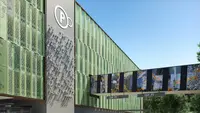 a building with a sign on the side
